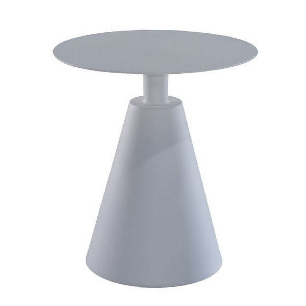 Outdoor Side Table | 22" | Aluminum | Cone Base | White
