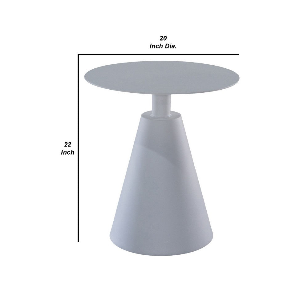 Outdoor Side Table | 22’’ | Aluminum | Cone Base | White BM272452