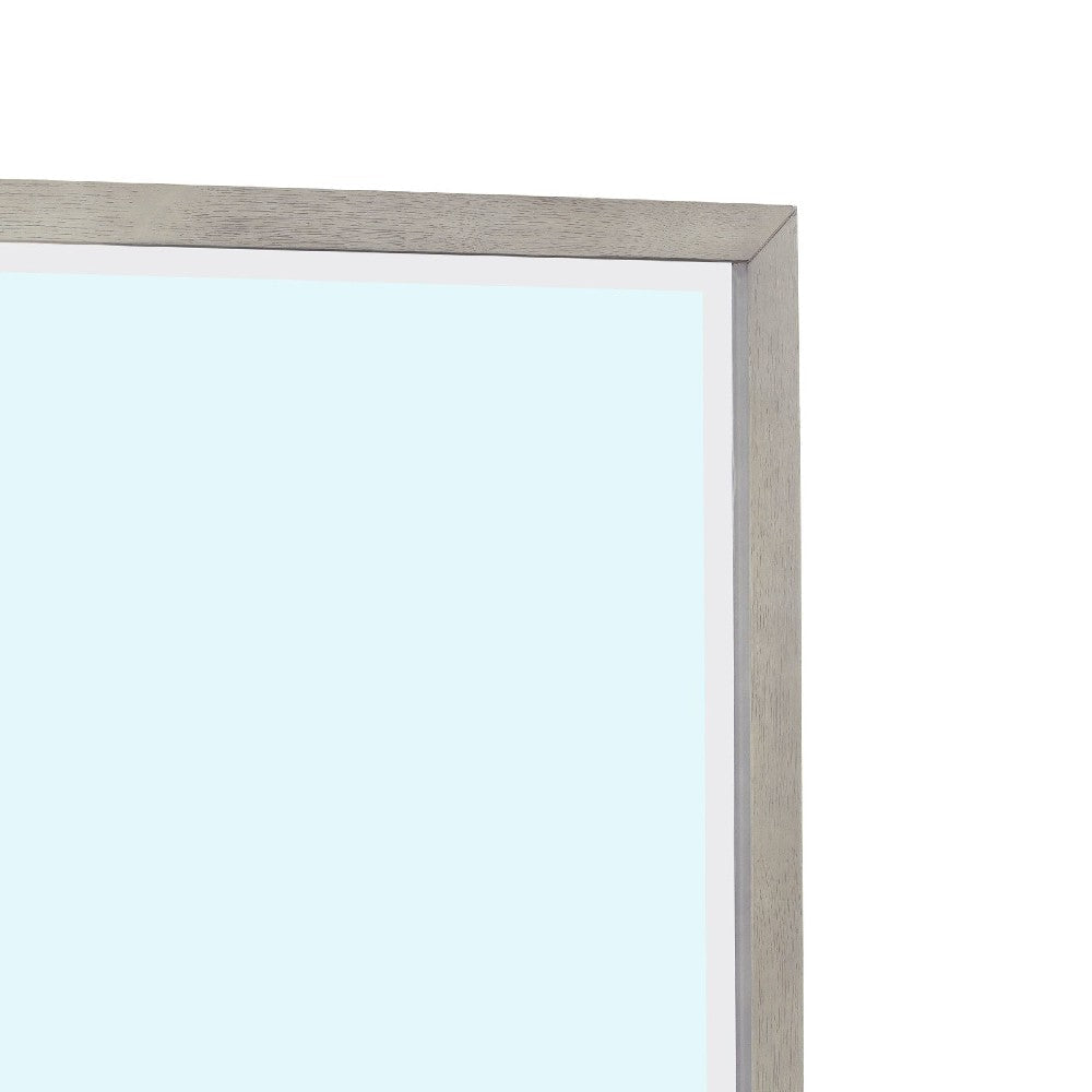40 Inch Ann Square Portrait Wood Framed Wall Mirror Grain Details Gray BM273044