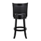 29 Inch Pio Solid Wood Swivel Barstool Vegan Faux Leather Curved Backrest Black By Casagear Home BM273789