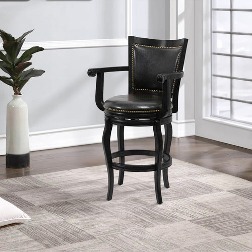 Hugo Swivel Barstool | 29" | 360-Degree | Black