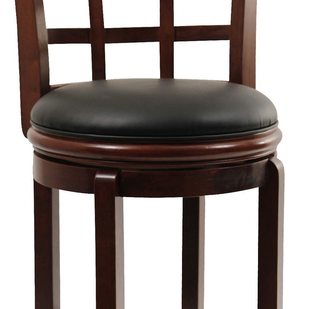 Sabi 29 inch Swivel Counter Stool Solid Wood Faux Leather Brown Black