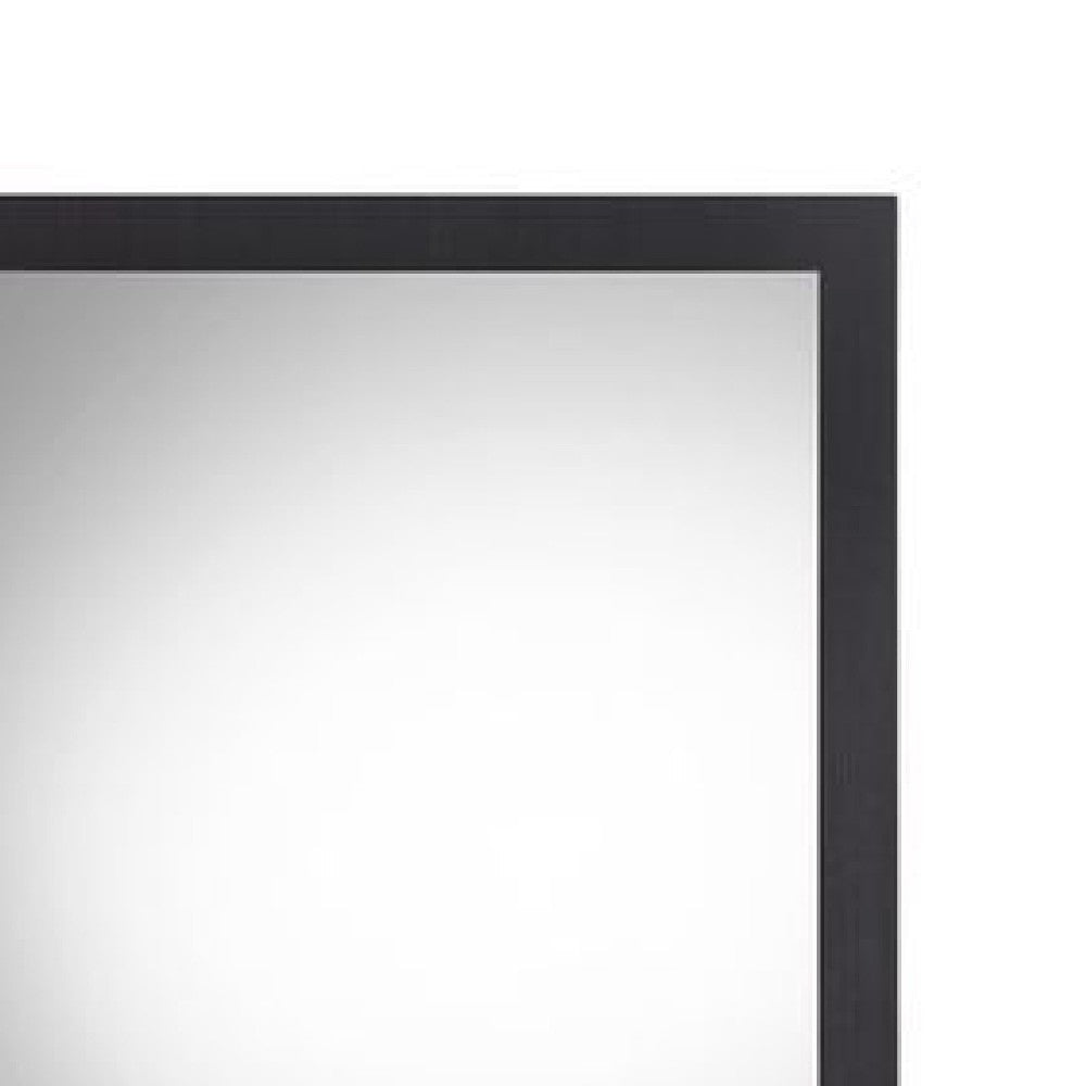 32 Inch Wall Mirror Sleek Rectangular Portrait Wood Frame Black