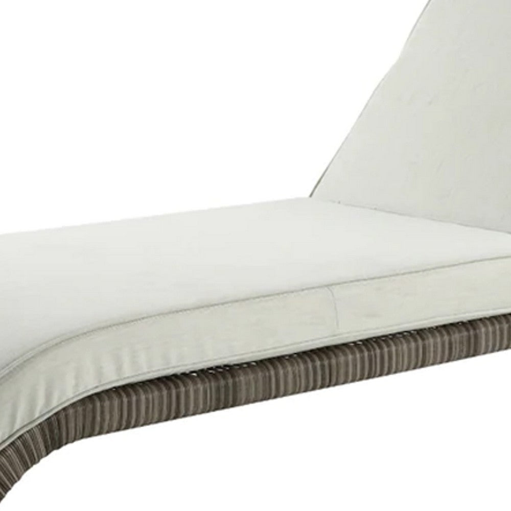 80 Inch Outdoor Patio Sun Lounge All Weather Resin Wicker Brown White BM276211