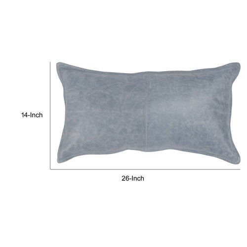 Norm Lumbar Pillow | 26" | Stitched Leather | Soft Gray