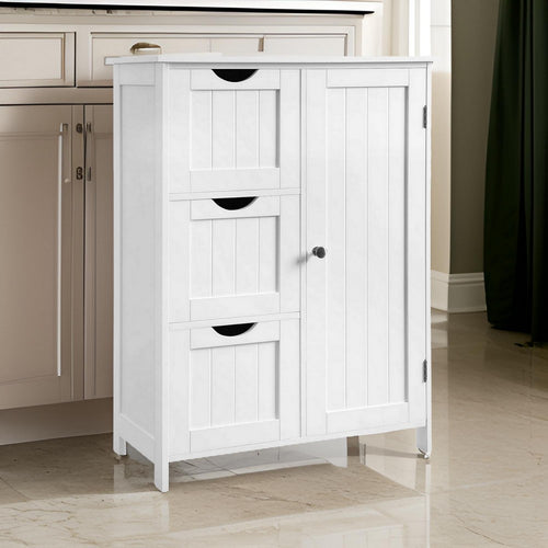 Deavan Cabinet | 32" | Wood | 3 Drawer | 1 Door | White