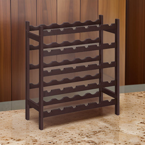 Naomi Wine Rack | 29" | 5 Tier | Bamboo Frame | 30 Bottle | Espresso
