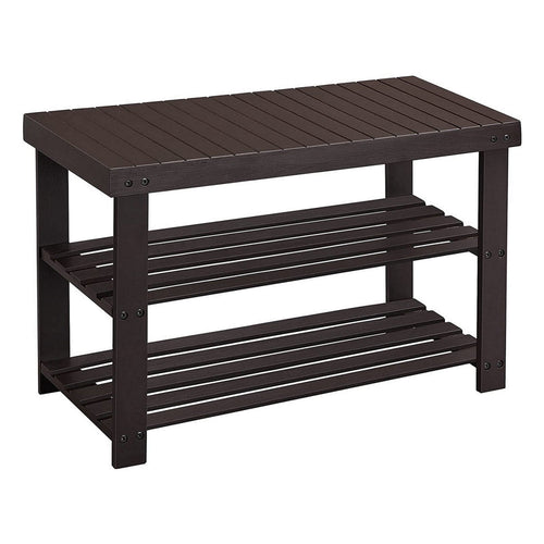 Roy Shoe Bench | 28" | 2 Tier Rack | Bamboo Frame | Espresso
