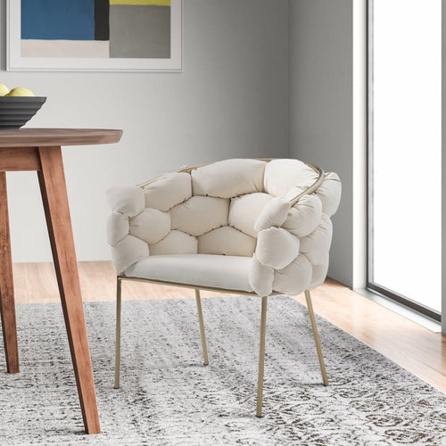 Cid Dining Chair | Curved Back | Tufted | Cream