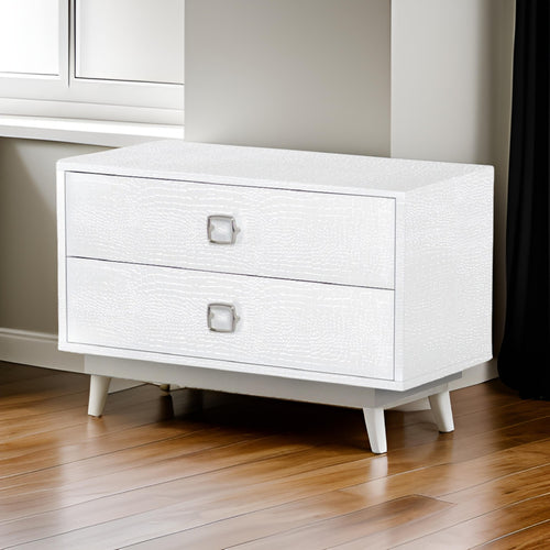 Hart Nightstand | 32" | 2 Drawers | Textured Lacquer | White