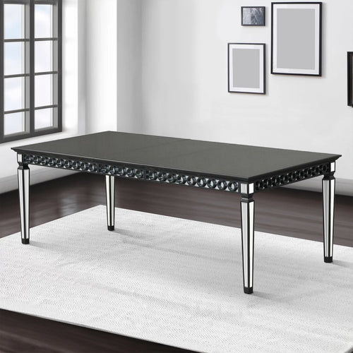 Luna Dining Table | 72-90" Extendable | Mirrored Legs | Black, White