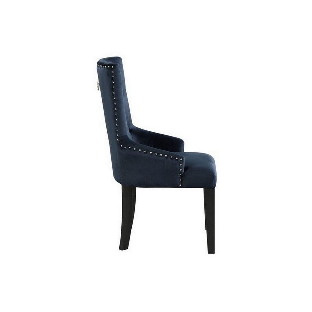Luna 41 Inch Modern Accent Chair Tight Back Button Tufted Velvet Blue BM279097
