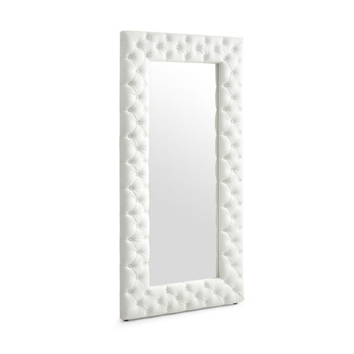 Cid Floor Mirror | 80" | Tufted Faux Leather Frame | White