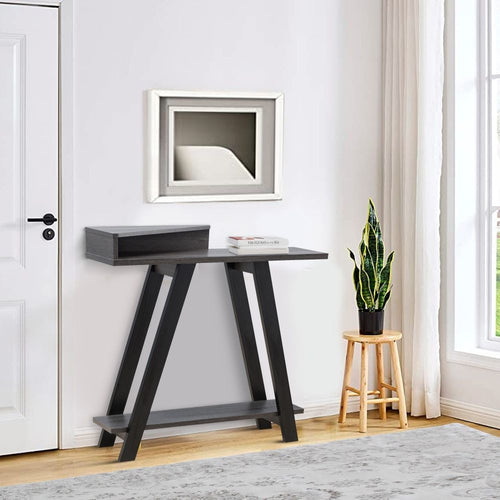 Baki Side Console Table | 38" | Corner Compartment | Black