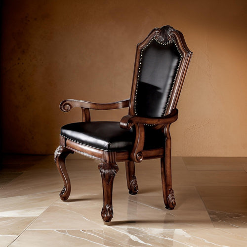 Loki Dining Armchair | 28" | Nailhead Trim | Faux Leather | Set of 2