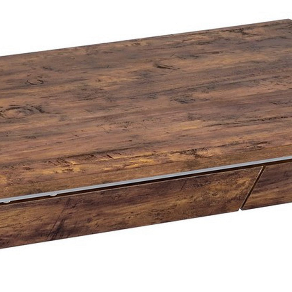 36 Inch Modern Office Desk 2 Drawers X Shape Frame Wood Oak Chrome BM280281