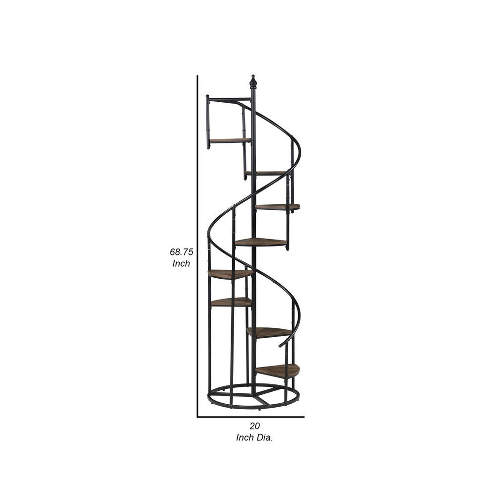 Bookcase | 69" | Spiral Frame | Staircase Style | Brown