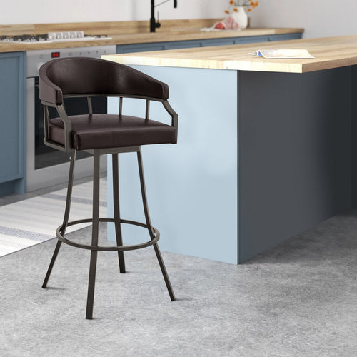 Mayla Barstool | 30" | Swivel | Metal Flared Legs | Brown