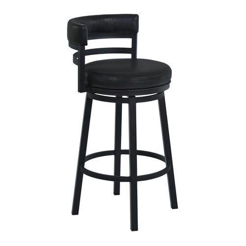 Eva Barstool | 30" | Swivel | Faux Leather | Curved Back | Black