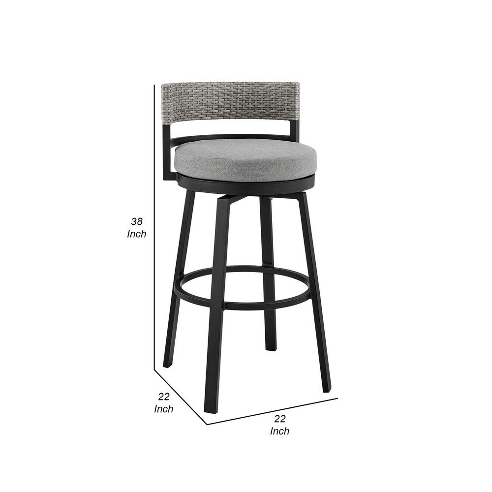 Ella Patio Barstool | 30’’ | Swivel | Aluminum | Gray Black BM282664