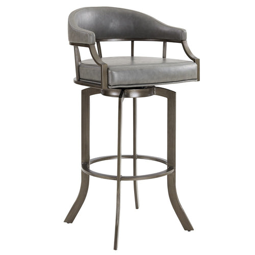 Blake Barstool | 30" | Swivel | Faux Leather | Metal Legs | Gray
