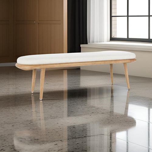 Eli Modern Rounded Bench | 60" | Polyester | Splayed Legs | Brown White