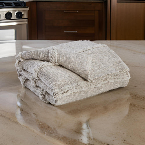 Soft Cotton Throw Blanket | 60" | Stonewashed Stripe | Gray