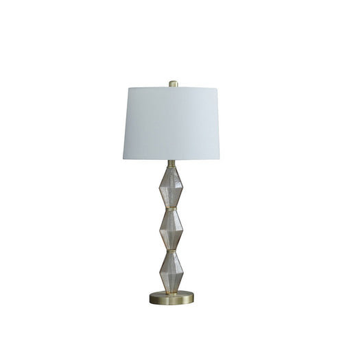 Ruth Accent Table Lamp | 30" | Glass Diamond Pedestal Base | White Gold