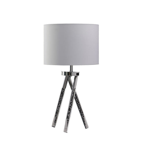 Accent Table Lamp | 27" | Hardback Fabric Drum Shade | White Silver Chrome