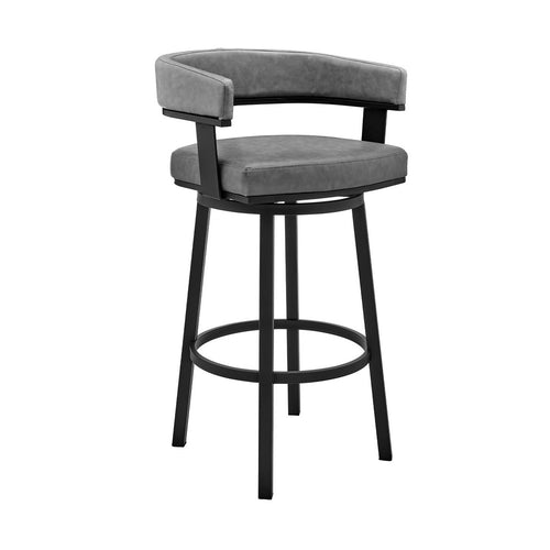 Jack Counter Height Barstool | 26" | Swivel Chair | Faux Leather | Gray