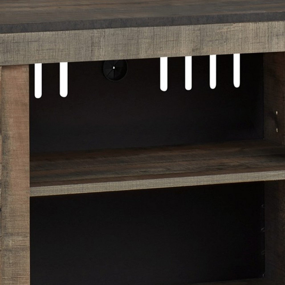 Ashley 60 Inch Wood TV Media Entertainment Console 3 Shelves Metal Rivet Brown BM283360