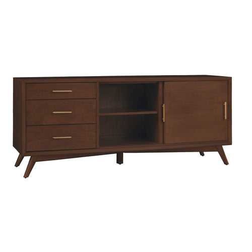 Ian 50 Inch TV Media Entertainment Center, 3 Drawers, 2 Doors, Walnut Brown