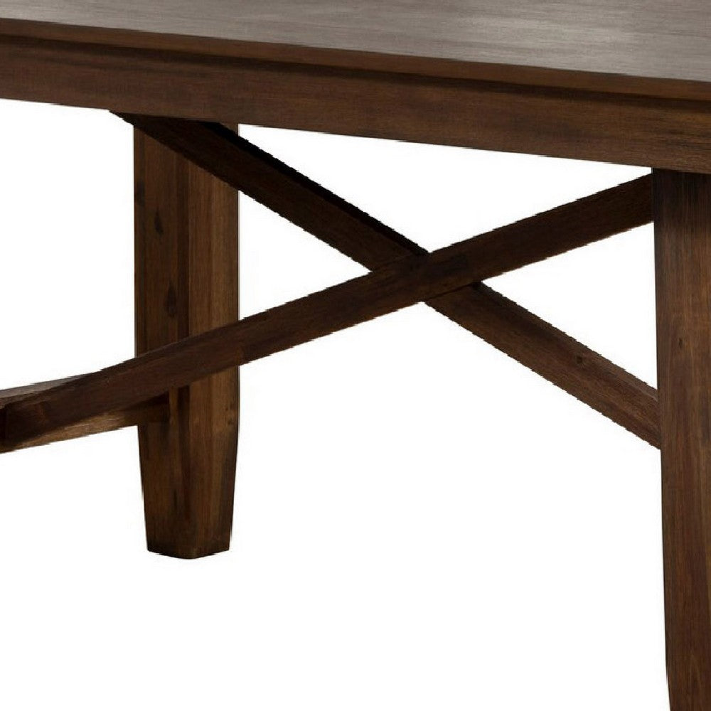 Brian 72 Inch Rectangular Dining Table, Solid Acacia Wood, Dark Oak Brown
