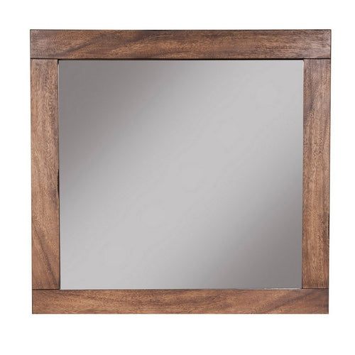 37 x 40 Rectangular Dresser Mirror, Mahogany Wood, Rustic Brown Frame