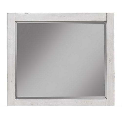 Ida 35 x 40 Rectangular Dresser Mirror, Mahogany Wood, Light Gray Frame