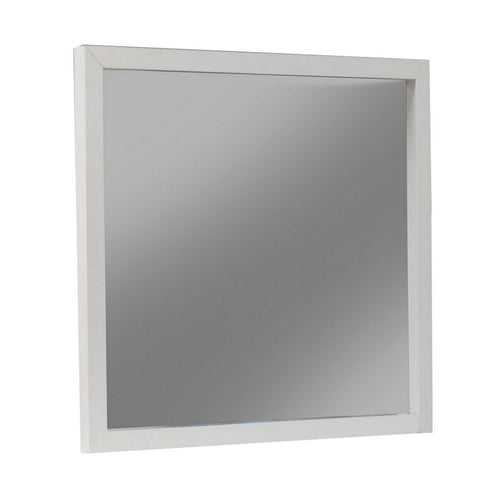 Rexi 37 x 40 Rectangular Dresser Wall Mirror, Mahogany Wood, White Frame
