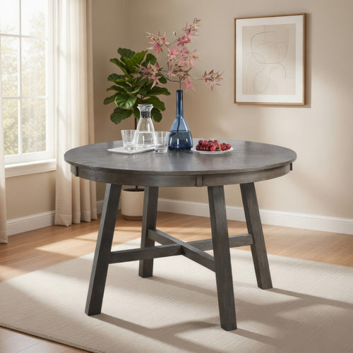 Lexi Classic Round Dining Table | 48" | Rubberwood | Dark Gray