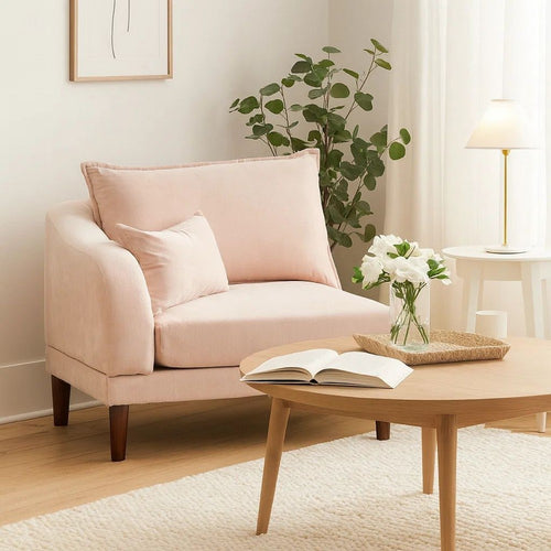 Rio Modular Single Arm Corner Chair | 33" | 2 Lumbar Cushions | Blush Pink