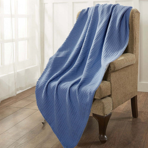 Nyx King Blanket | Cotton Thermal | Textured | Denim Blue