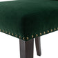 Devi 25 Inch Curved Dining Chair Green Velvet Upholstery Nailhead Trim By Casagear Home BM284715