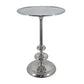 23 Inch Modern Aluminum Side Table Round Tabletop and Base Carved Silver By Casagear Home BM284759