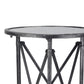 27 Inch Side Table Round Metal Body Glass Tabletop 3 Wheels Silver By Casagear Home BM284813