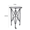 27 Inch Side Table Round Metal Body Glass Tabletop 3 Wheels Silver By Casagear Home BM284813