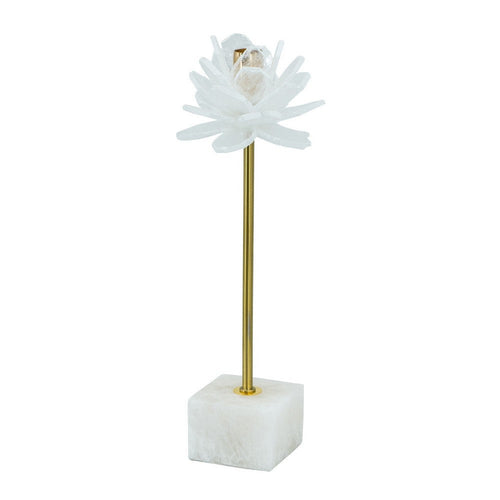 Sel Candle Holder | 14" | Selenite Accent | Gold White