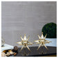 Set of 2 Candle Holders, Golden Star Style Accent Table Decorations, Glass By Casagear Home