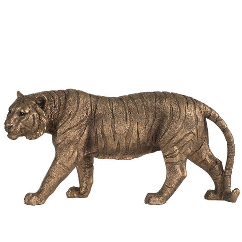 Don Tiger Figurine | 12" | Stalking Pose | Brown Polyresin