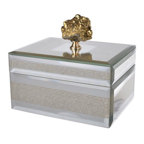 Eve Box | 6" | Decorative | Mirrored | Chrome Stone Accent