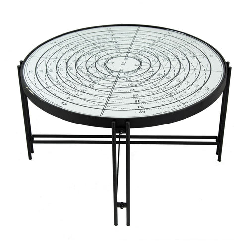 Coffee Table | 32" | Mirror Top | Compass Design | White Black