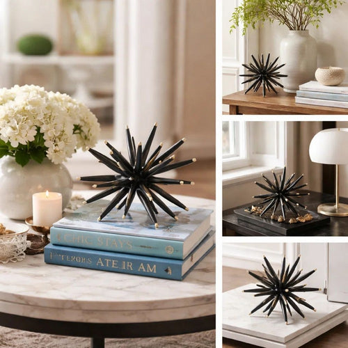 Decorative Statuettes | 11", 8", 6" | Abstract | Set of 3 | Black Gold