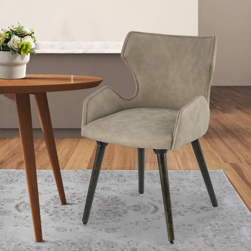 Rog Dining Chair | 23" | Set of 2 | Wingback | Beige Brown